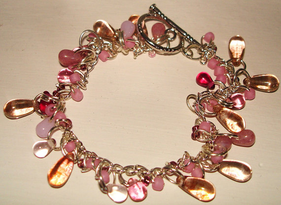 pink tear drop charm bracelet