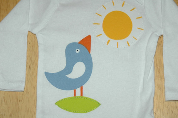 Bird and Sun Applique Onesie